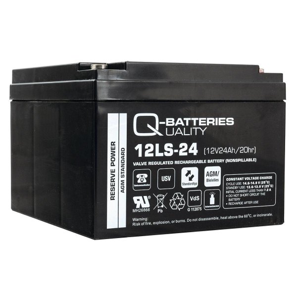 Q-Batteries 12LS-24 | 12V 24Ah Blei-Vlies-Akku / AGM VRLA mit VdS
