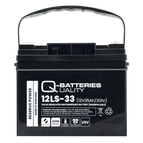 Q-Batteries 12LS-33 | 12V 35Ah Blei Akku Standard-Typ AGM 10 Jahres-Typ