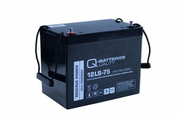 Q-Batteries 12LS-75 | 12V 75Ah Blei Akku Standard-Typ AGM 10 Jahres-Typ