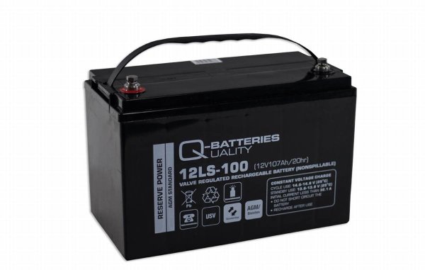 Q-Batteries 12LS-100 | 12V 107Ah Blei Akku Standard- Typ AGM 10 Jahres Typ