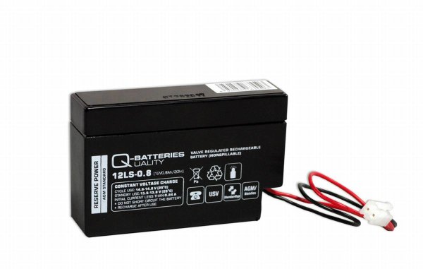 Q-Batteries 12LS-0.8 | 12V 0,8Ah Blei-Vlies-Akku / AGM mit JST Stecker