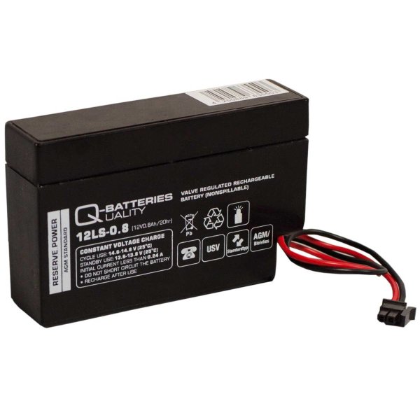 Q-Batteries 12LS-0.8 | 12V 0,8Ah AGM Blei-Vlies Akku für Heim & Haus Rolladen